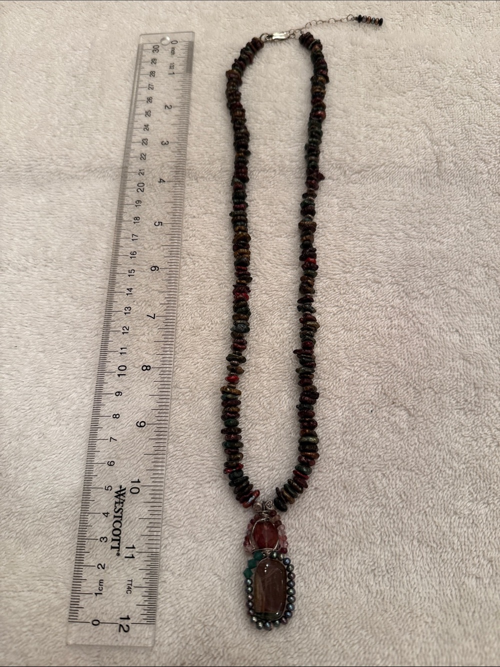Handcrafted Genuine Multi-Color Tourmaline Bead Necklace - Picture 2 of 4